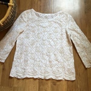 ~2 for $15~ lacey eyelet 3/4 quarter sleeve top
